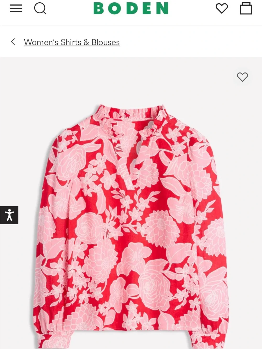 Boden Red and pink  Floral Wrap Blouse size 14
